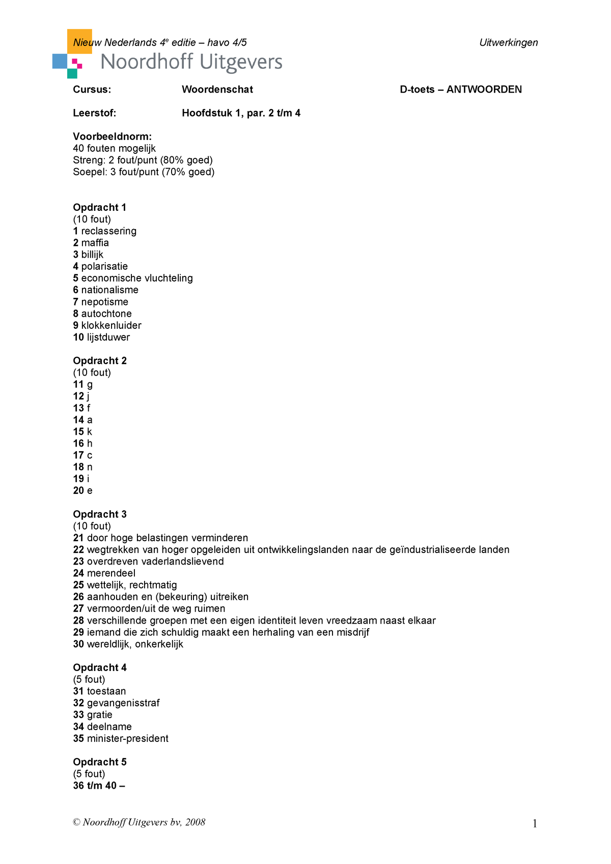 Woordenschat D-Toets Antwoorden - Nieuw Nederlands 4e Editie – Havo 4/5 ...