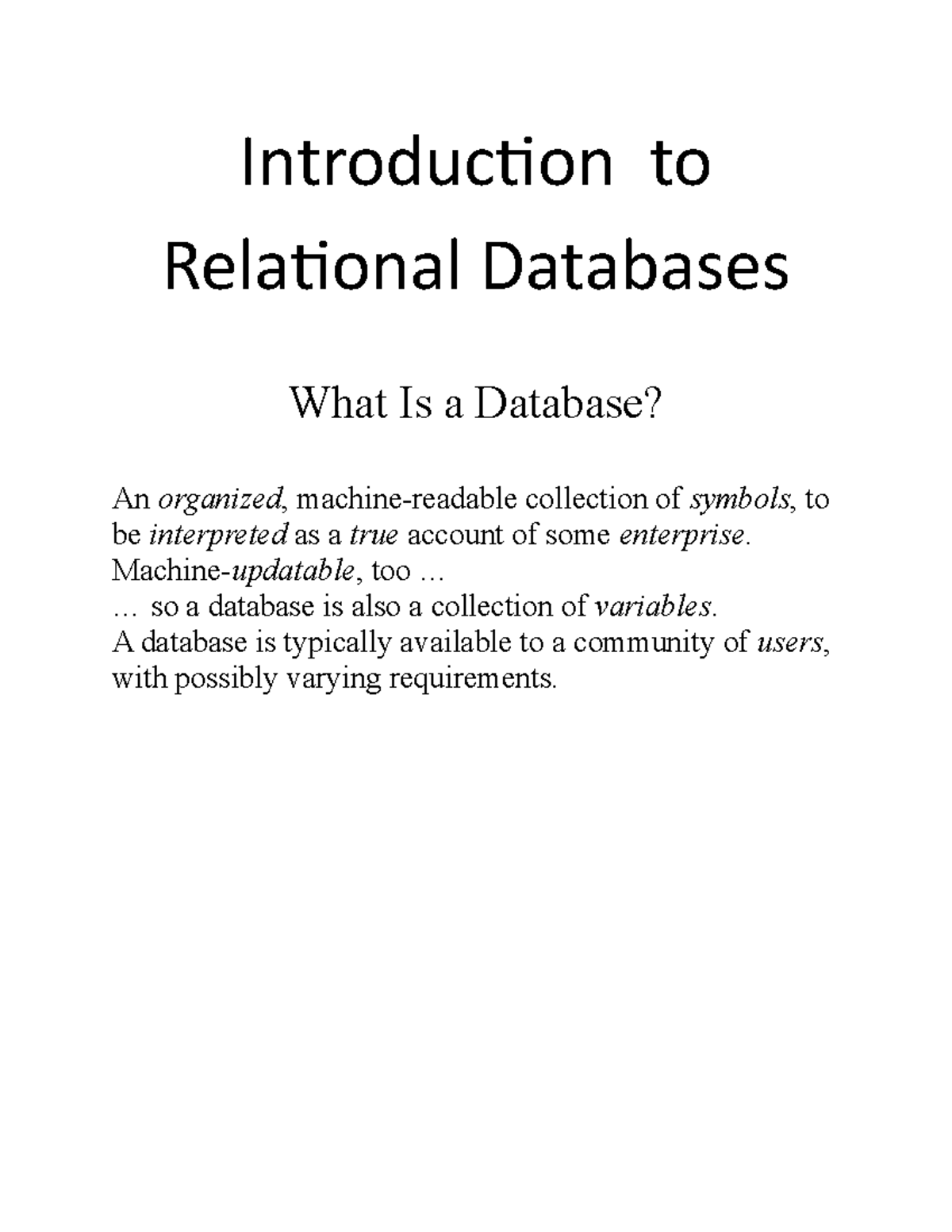 essay on relational database