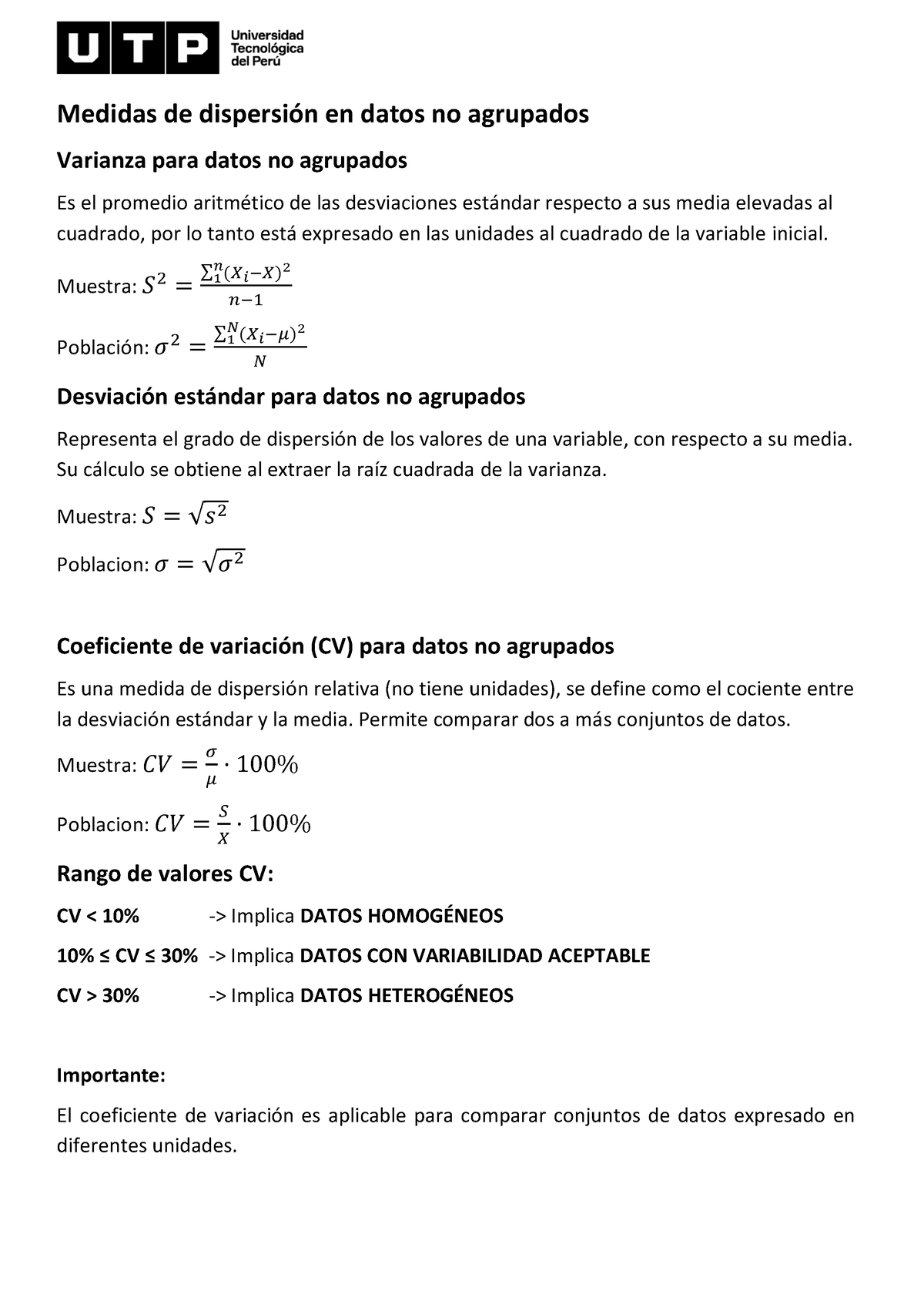 S05-MD Datos No Agrupados S5 - Medidas De Dispersión En Datos No ...