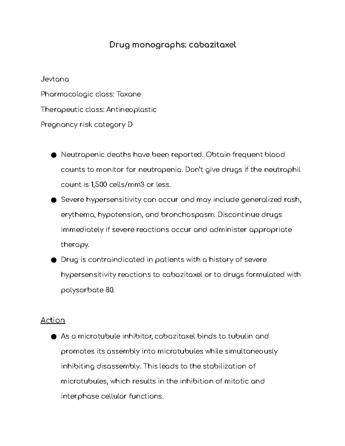 Drug monographs cabazitaxel - Drug monographs: cabazitaxel Jevtana ...