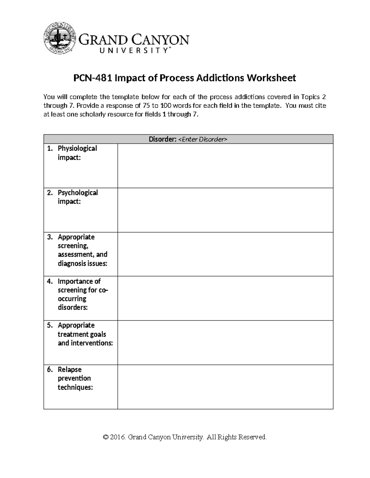PCN481.R.Impactof Process Addictions Worksheet - PCN-481 Impact of ...