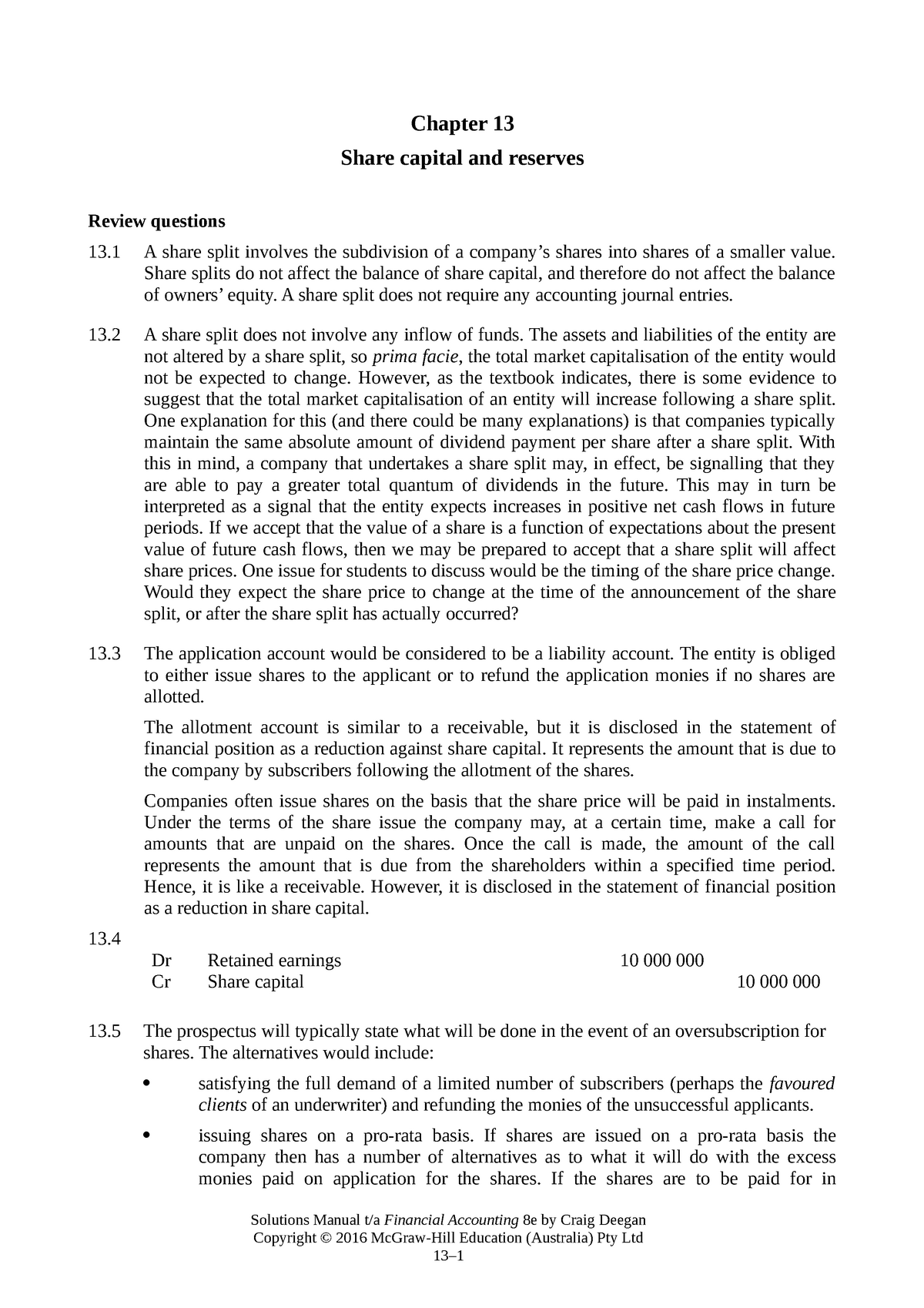 Chapter 13 - Share Capital And Reserves - Chapter 13 Share Capital And ...