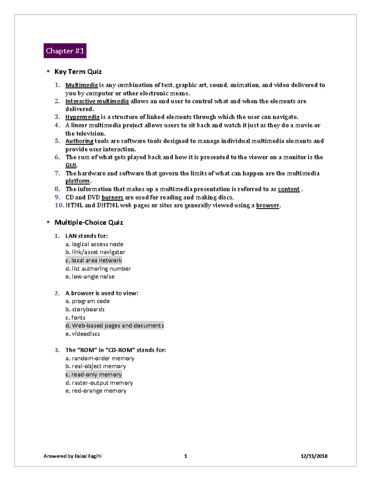 Multimedia answers Chpters 1 7 Chapter 1. Key Term Quiz 1
