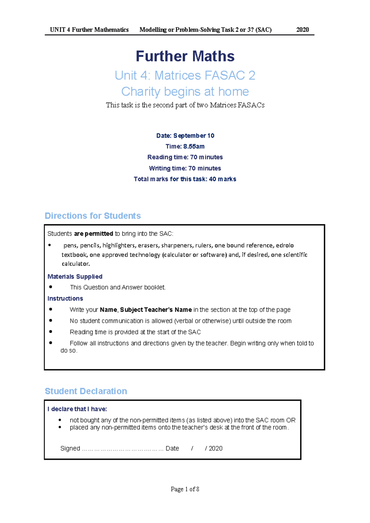 2020 Matrices Fasac 2 - maths exam sample - Further Maths Unit 4 ...