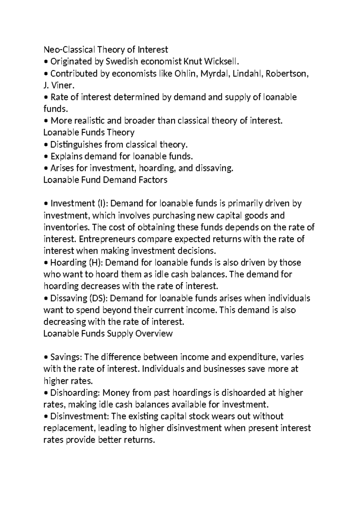 Loanable funds theory - Neo-Classical Theory of Interest Originated by ...