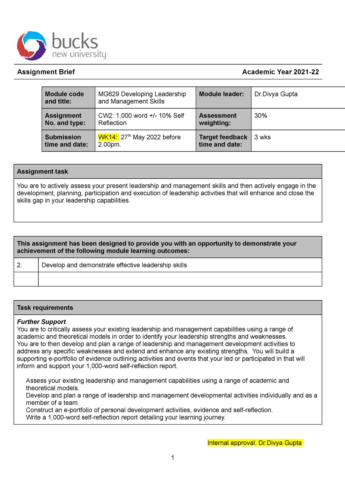 mg629 developing leadership and management skills assignment