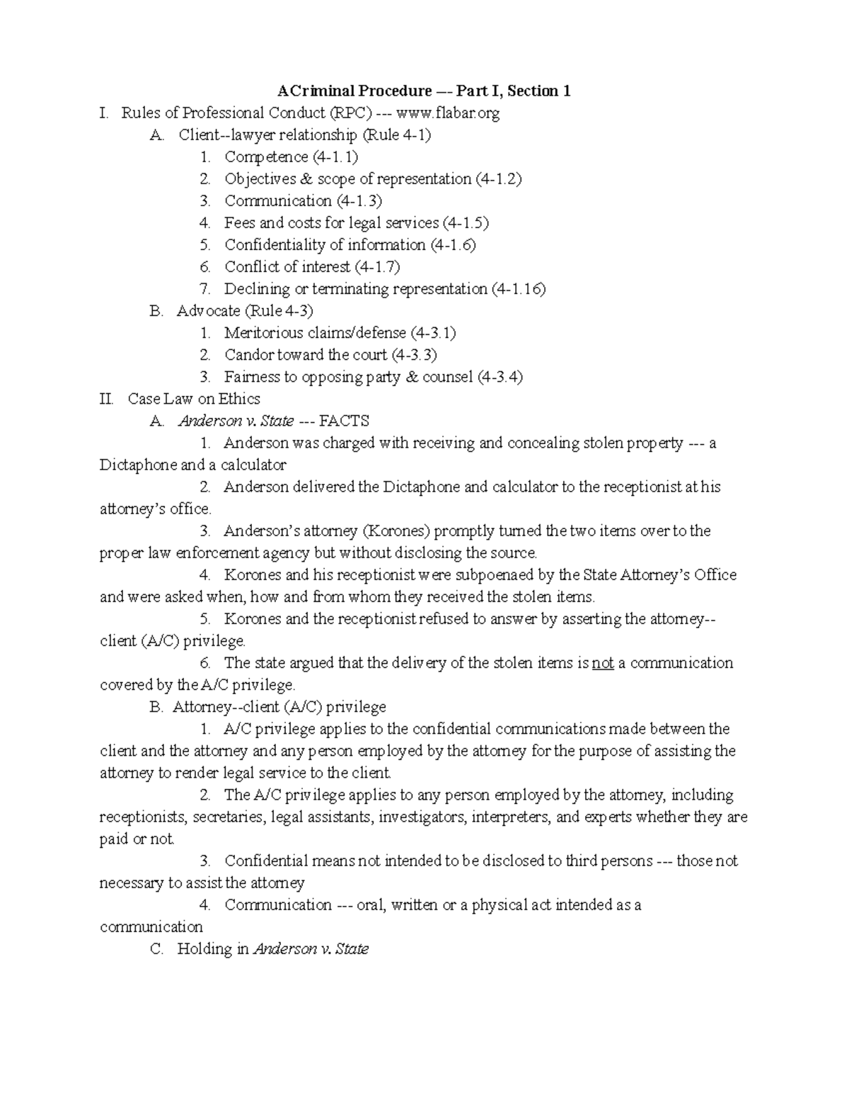 Criminal Procedure Full Notes - ACriminal Procedure - Part I, Section 1 ...