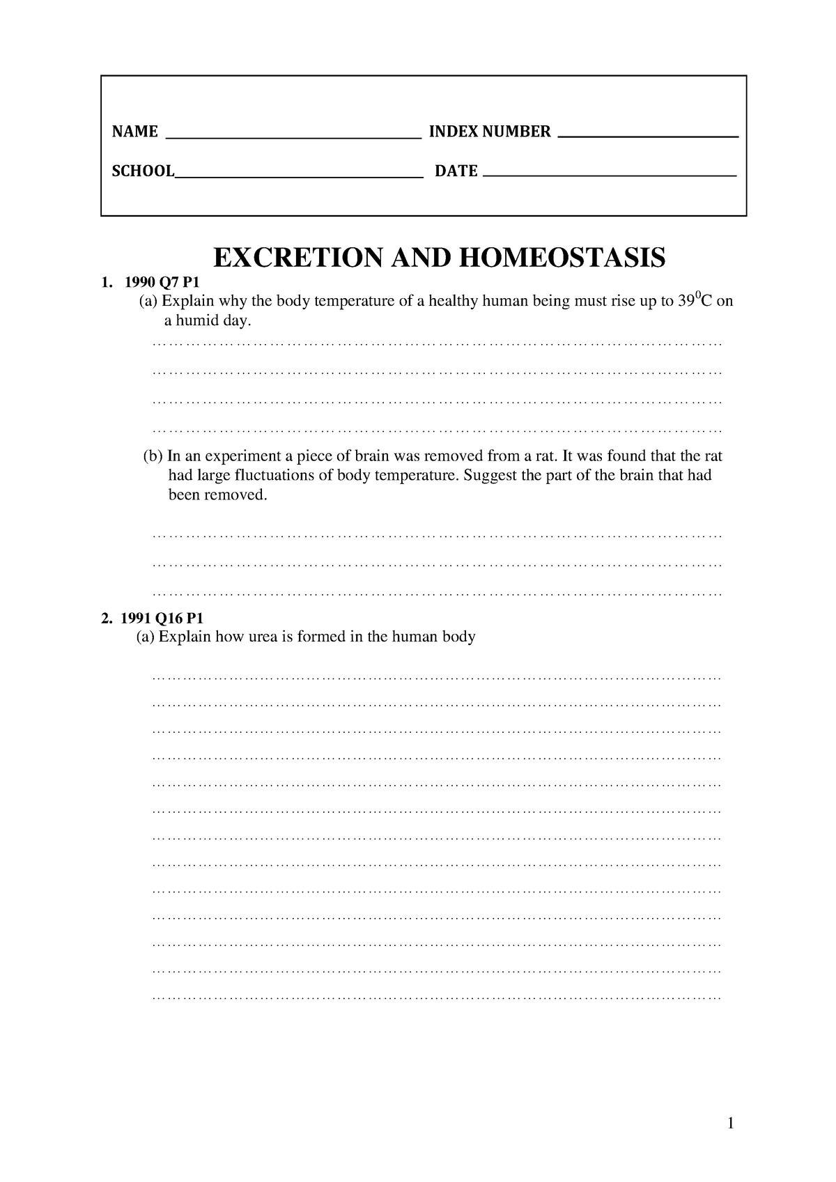 essay on excretion and homeostasis