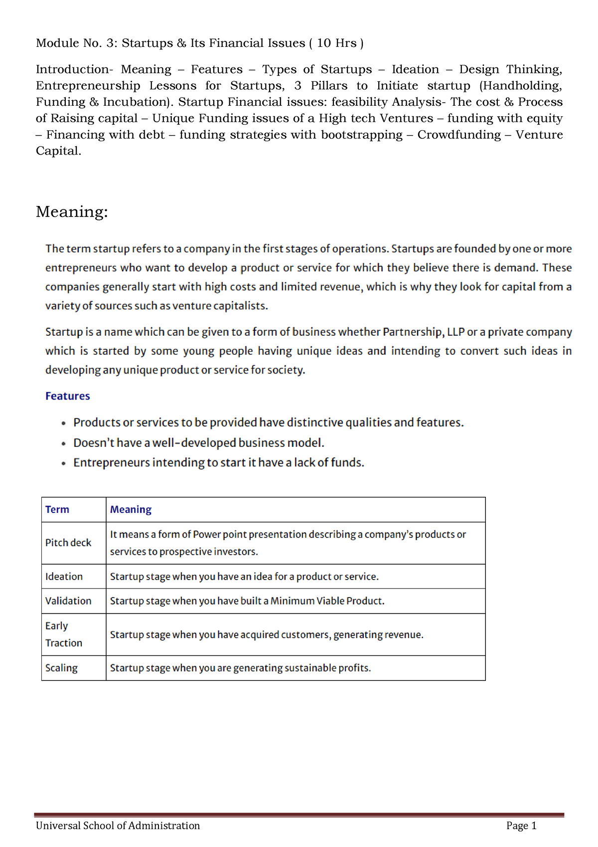 Bus Mgt Unit 3 notes 221206 103002 - Module No. 3: Startups & Its ...