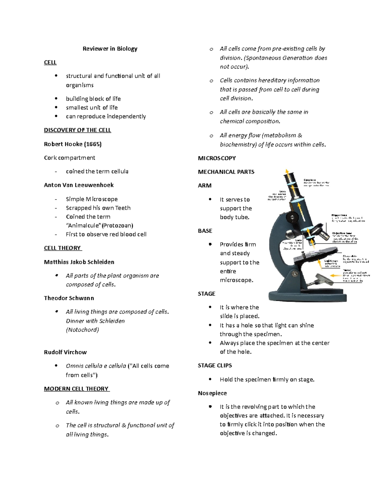 1st Prelim Reviewer In Biology - Reviewer In Biology O All Cells Come ...