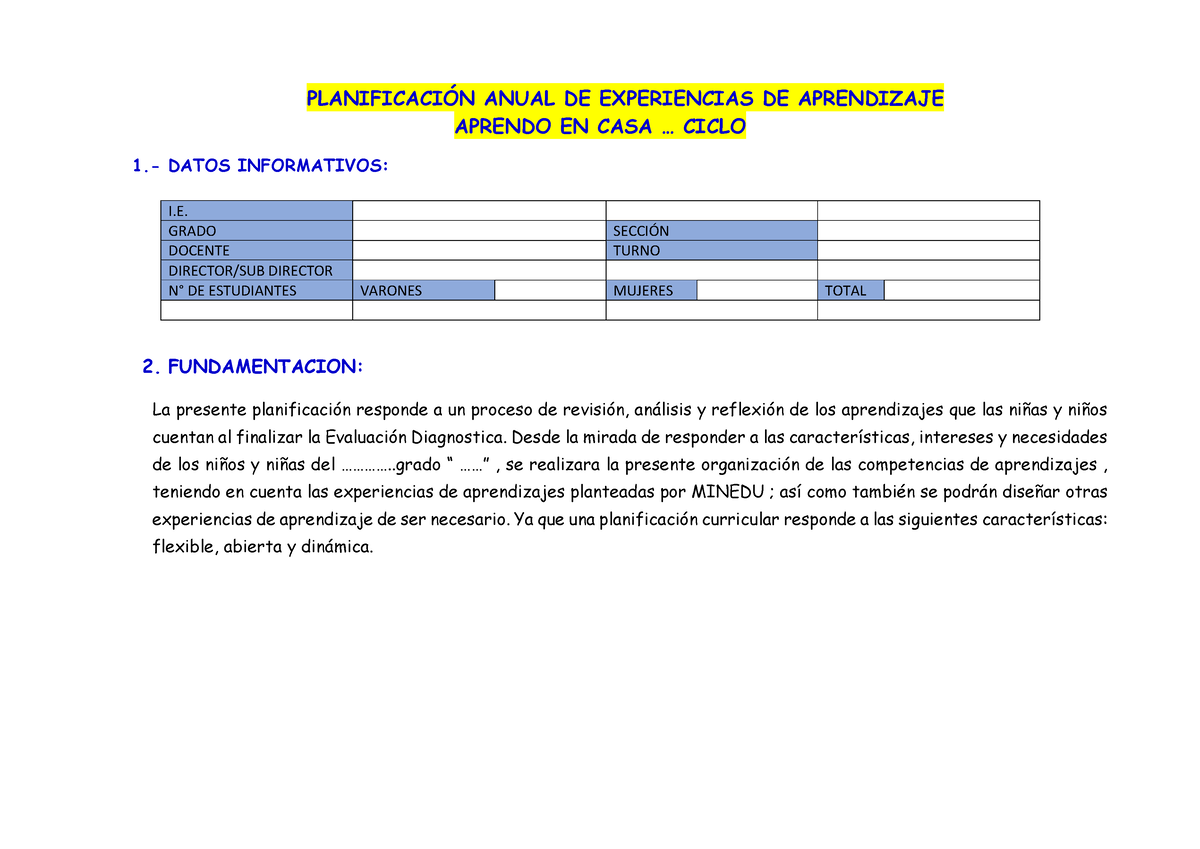 Planificación Primaria ... Ciclo 2023 - PLANIFICACI”N ANUAL DE ...