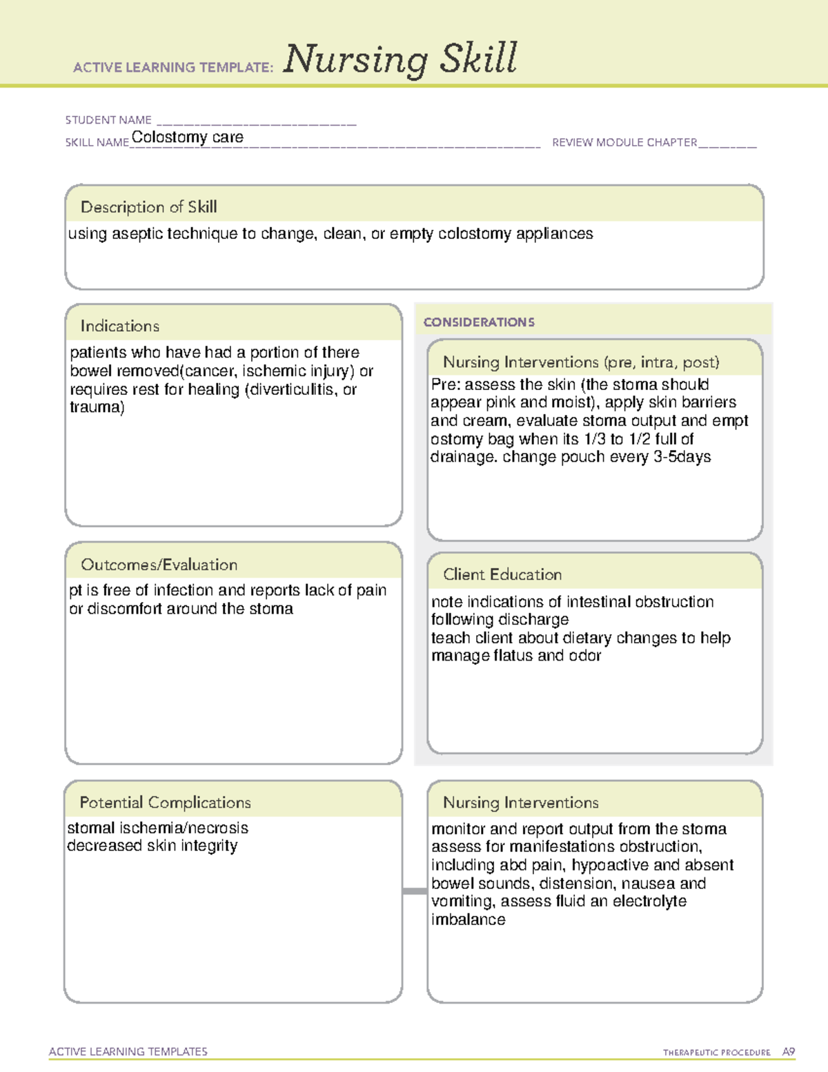 for colostomy care - ACTIVE LEARNING TEMPLATES THERAPEUTIC PROCEDURE A ...