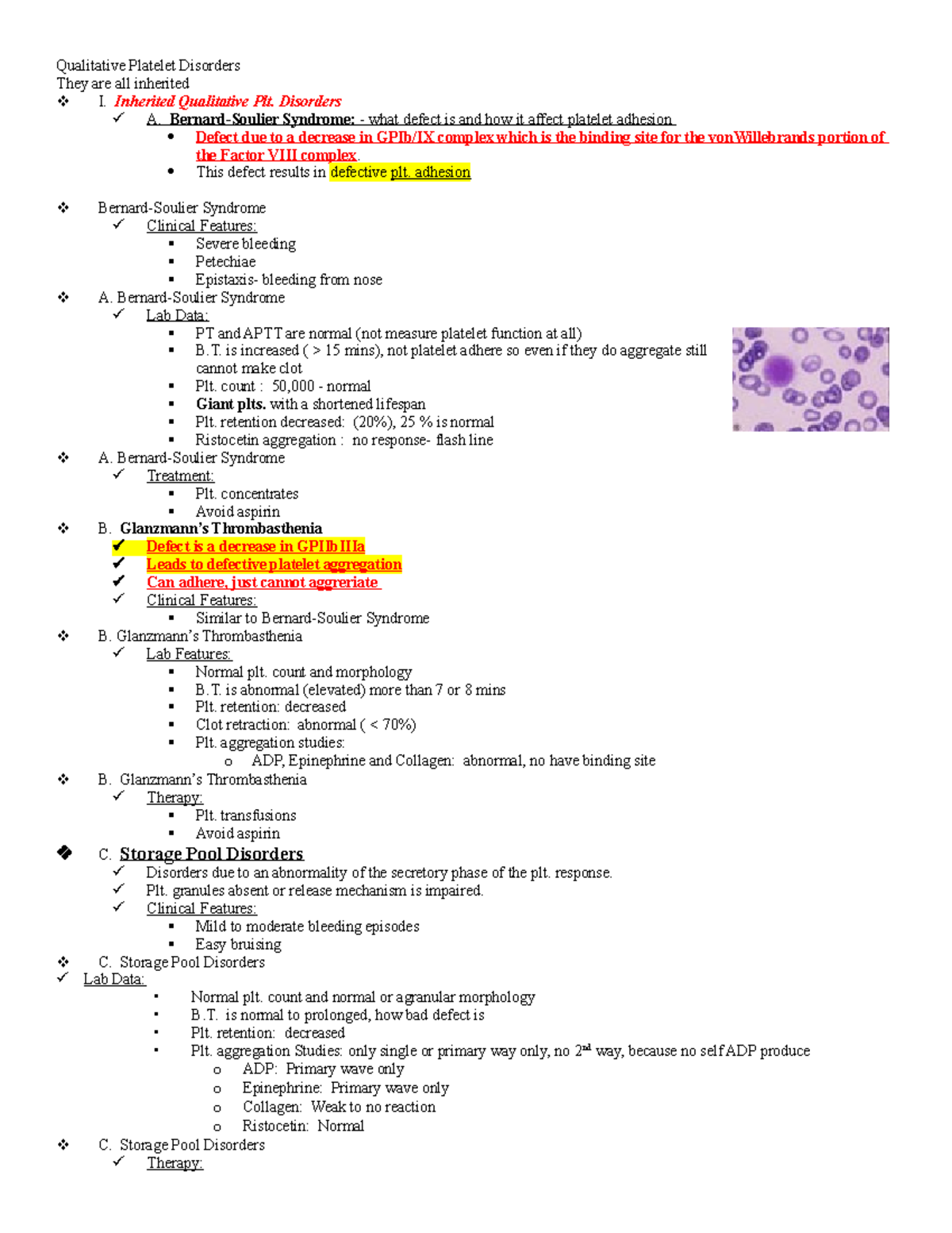 Qualitative Platelet Disorders - Inherited Qualitative Plt. Disorders A ...