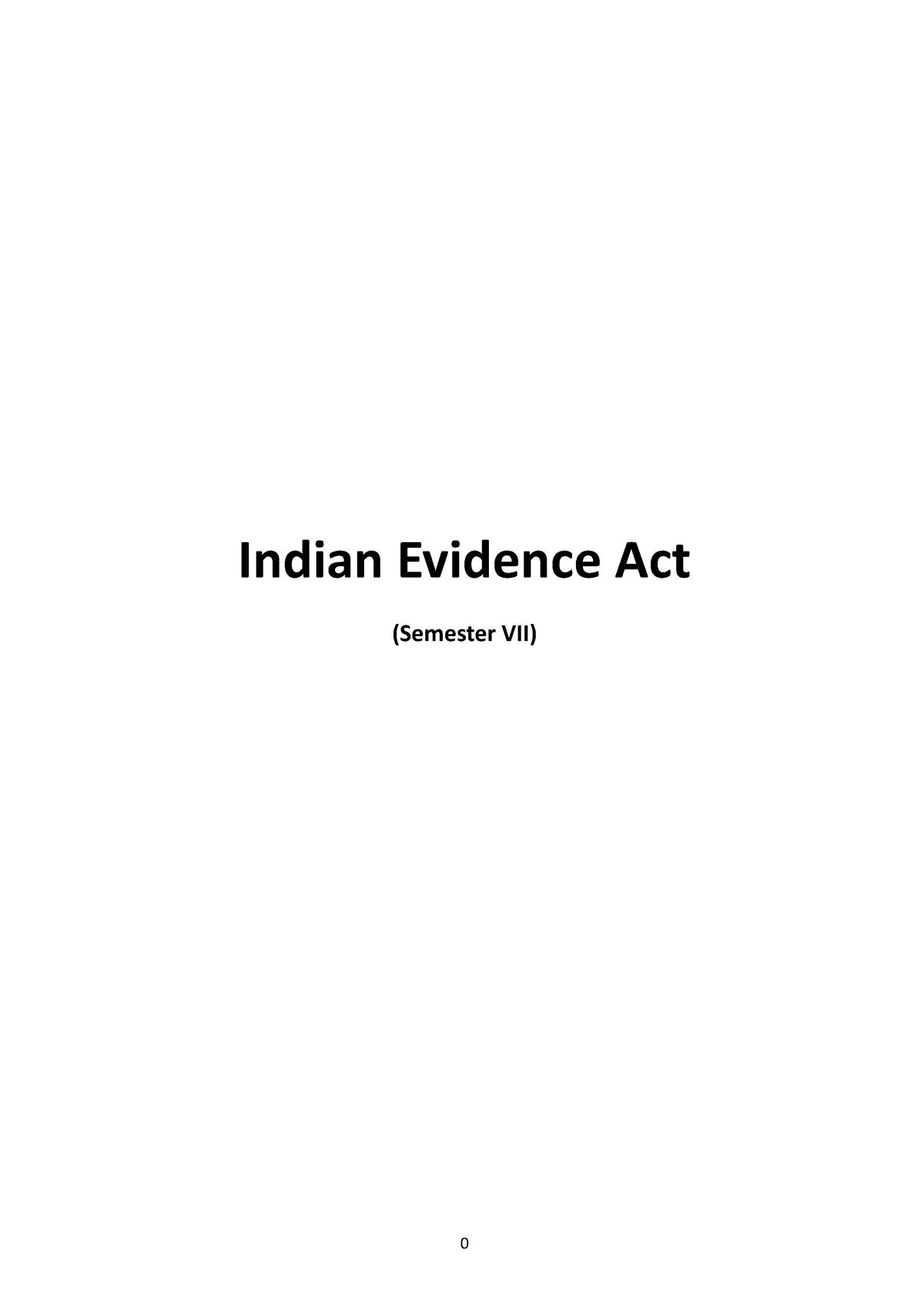 Indian Evidence Act Notes For Exam Indian Evidence Act Semester Vii