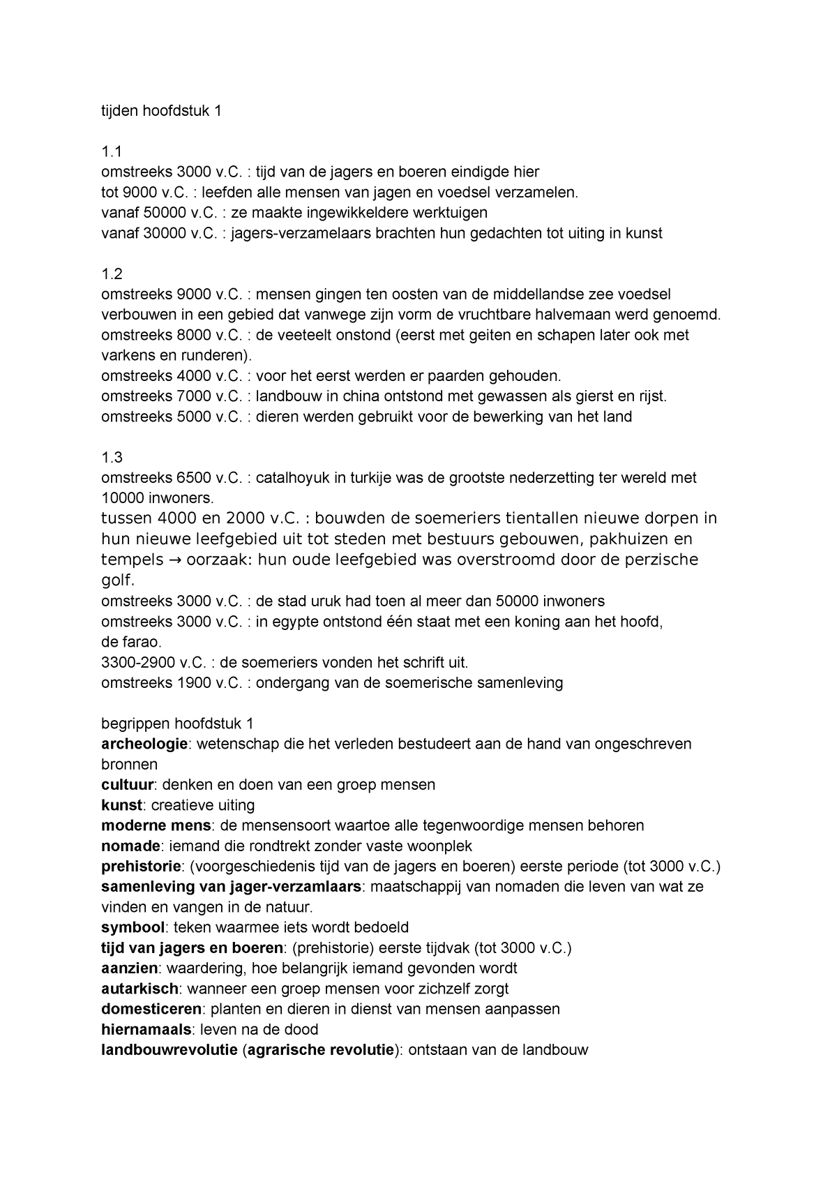 GS Tijden En Samenvatting - Tijden Hoofdstuk 1 1. Omstreeks 3000 V ...