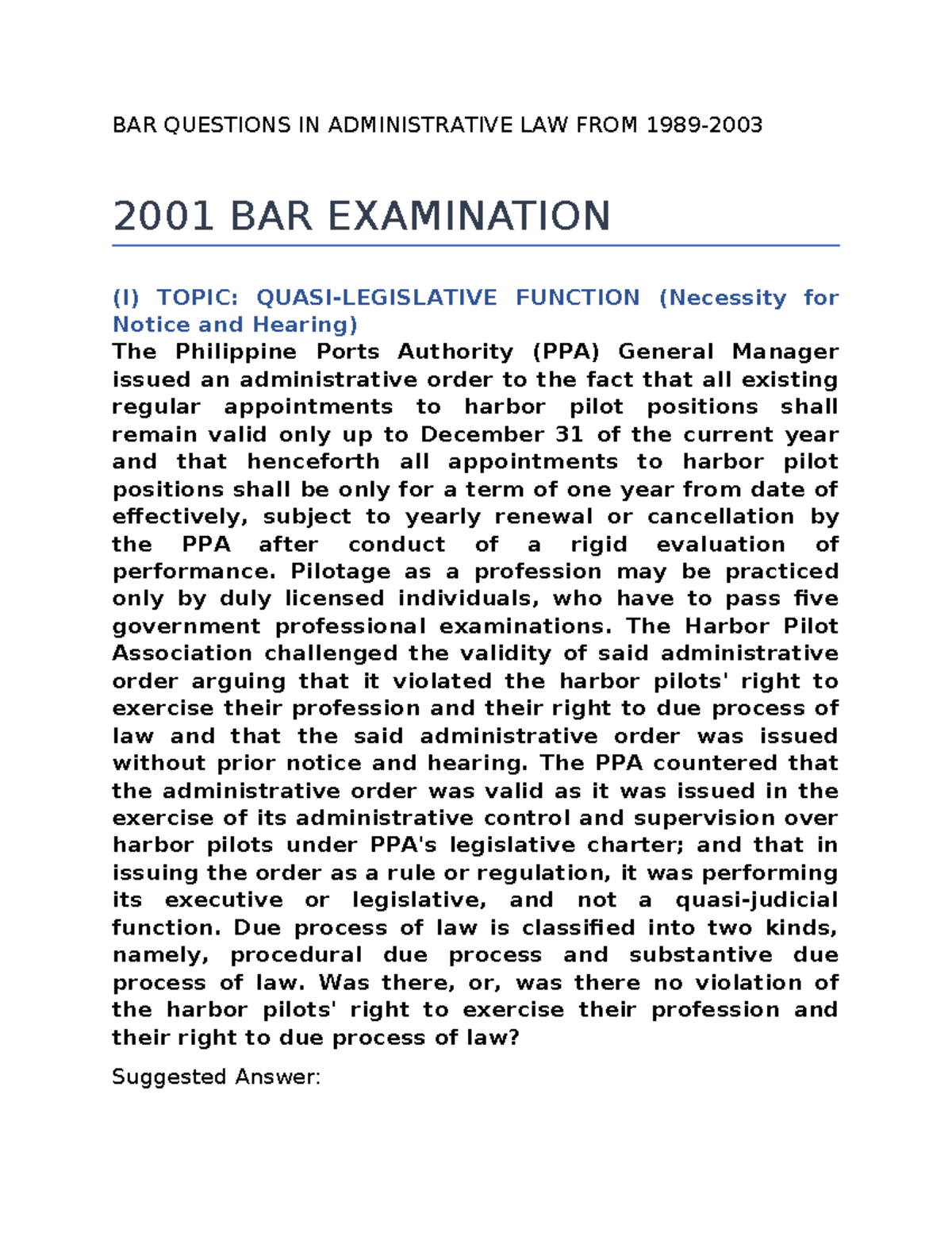 428114204 Bar Questions in Administrative Law - BAR QUESTIONS IN ...
