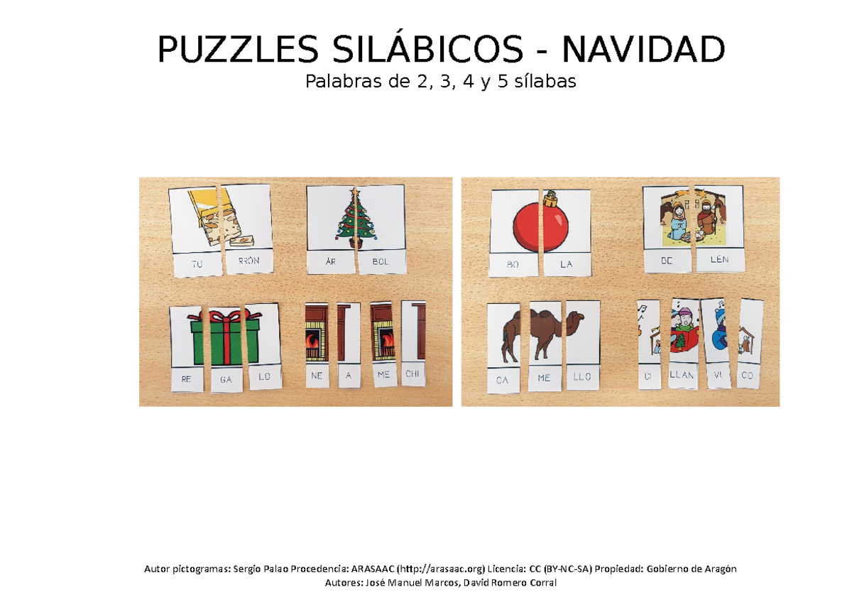 Conciencia fonologica Crebacabezas silabicos Minusculas Navidad ...