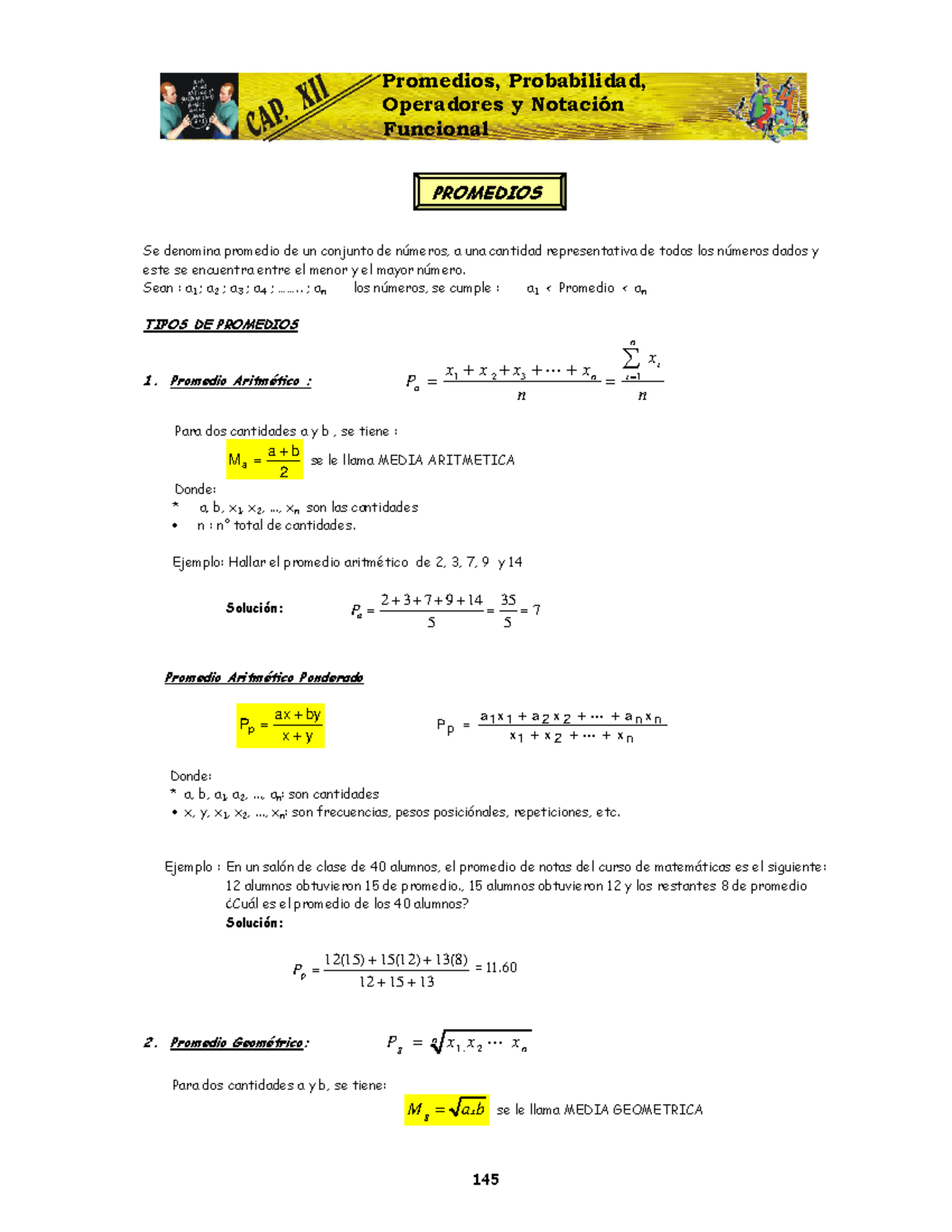 12 - Módulos completos de Matemática UNPRG - Promedios, Probabilidad ...