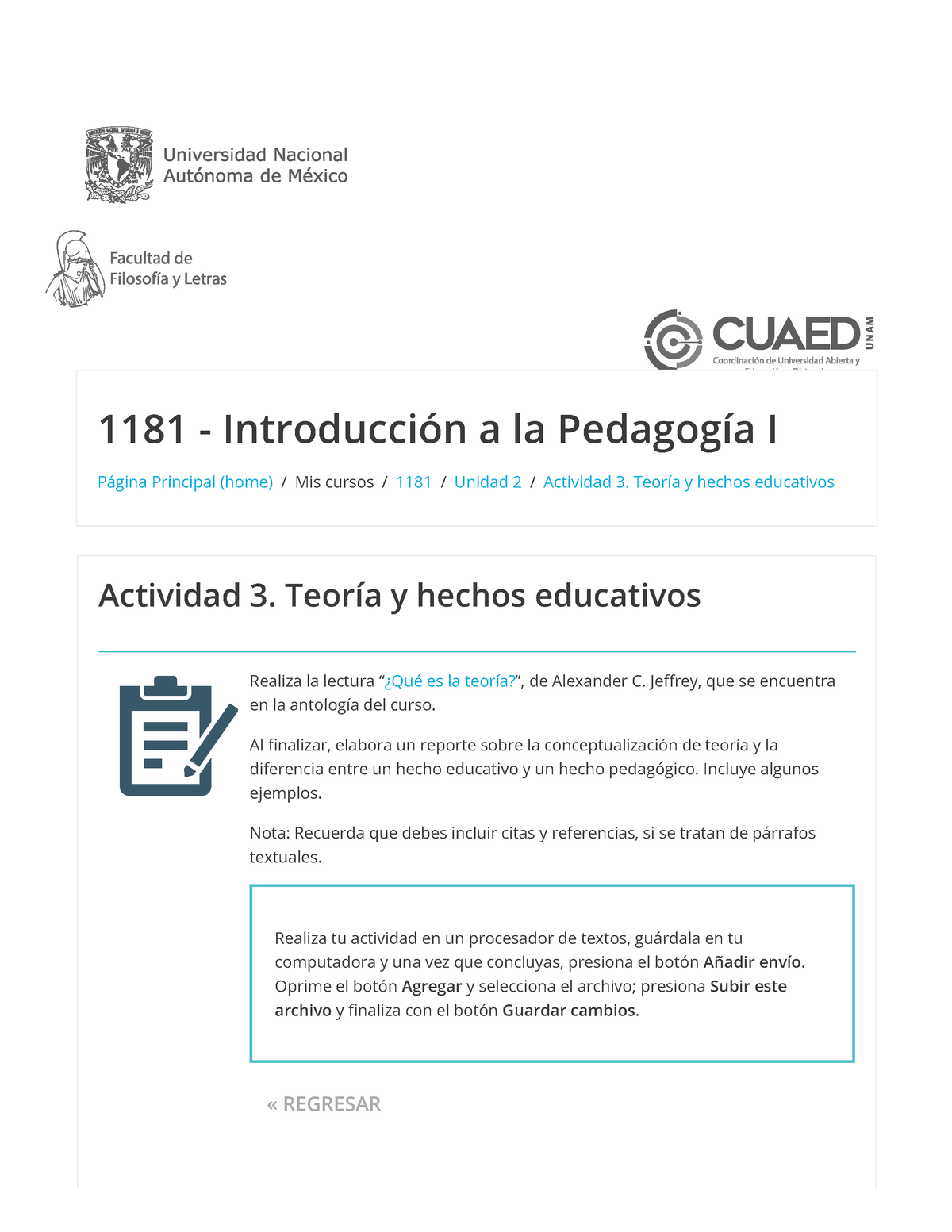 Unidad 2 Act. 3 - Actividades - Página Principal (home) / Mis Cursos ...