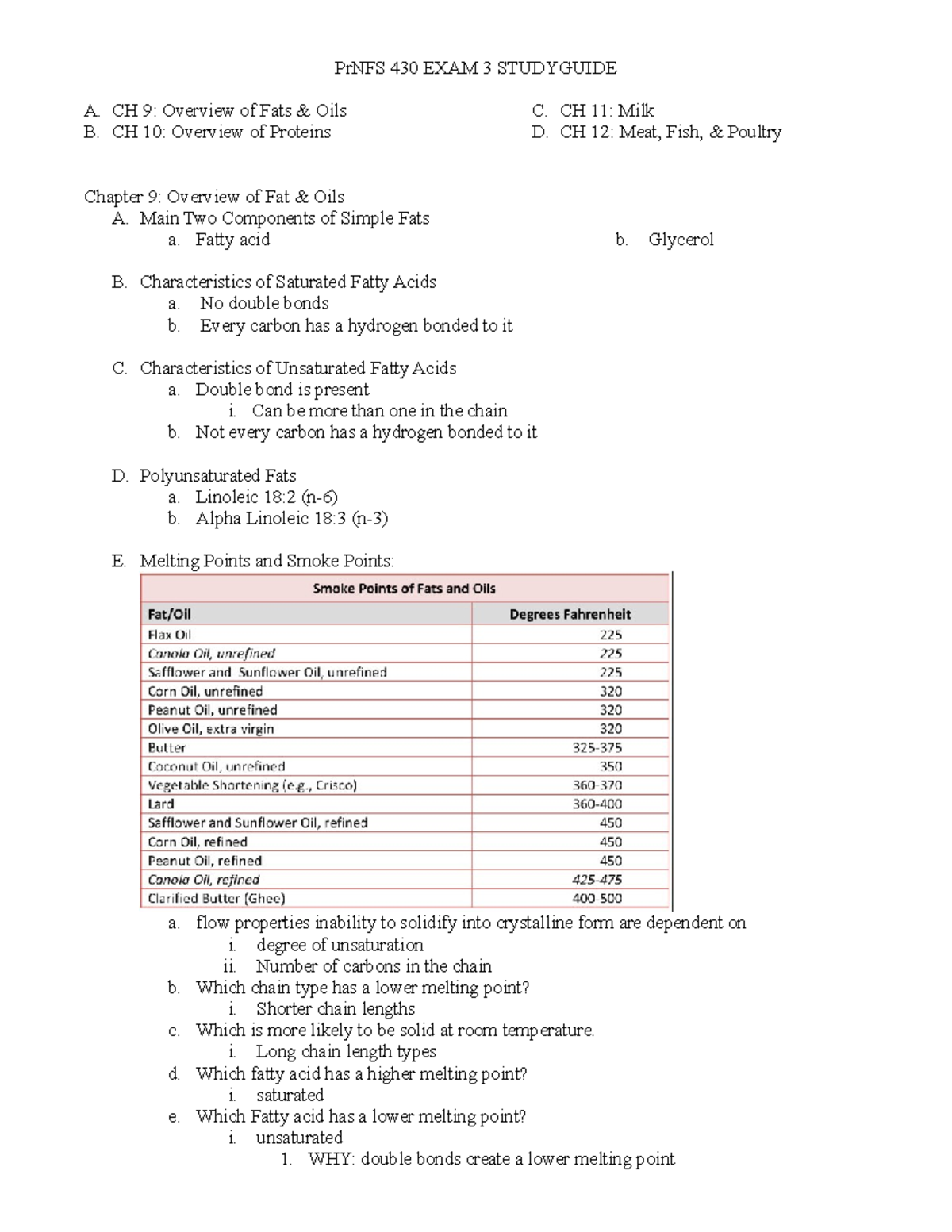 NFS 430 EXAM 3 Studyguide - PrNFS 430 EXAM 3 STUDYGUIDE A. CH 9 ...