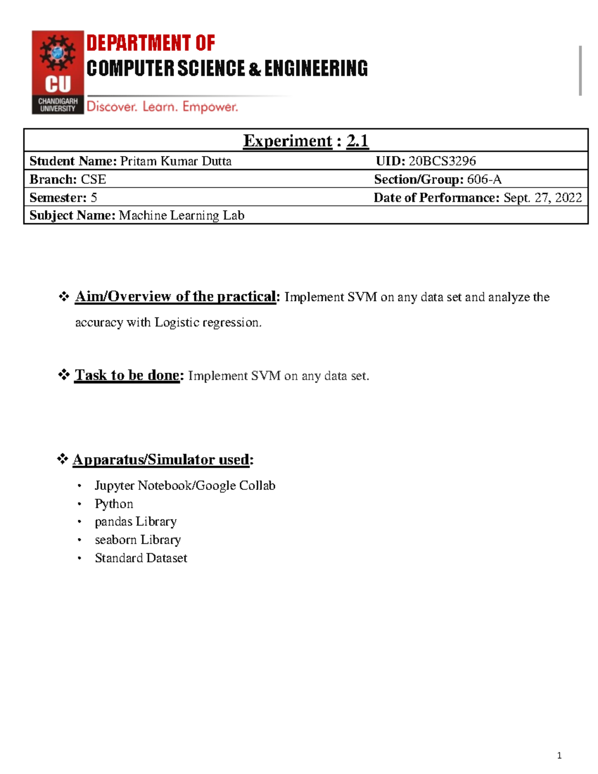 2 - Design and analysis of algorithm lab worksheet - COMPUTER SCIENCE ...