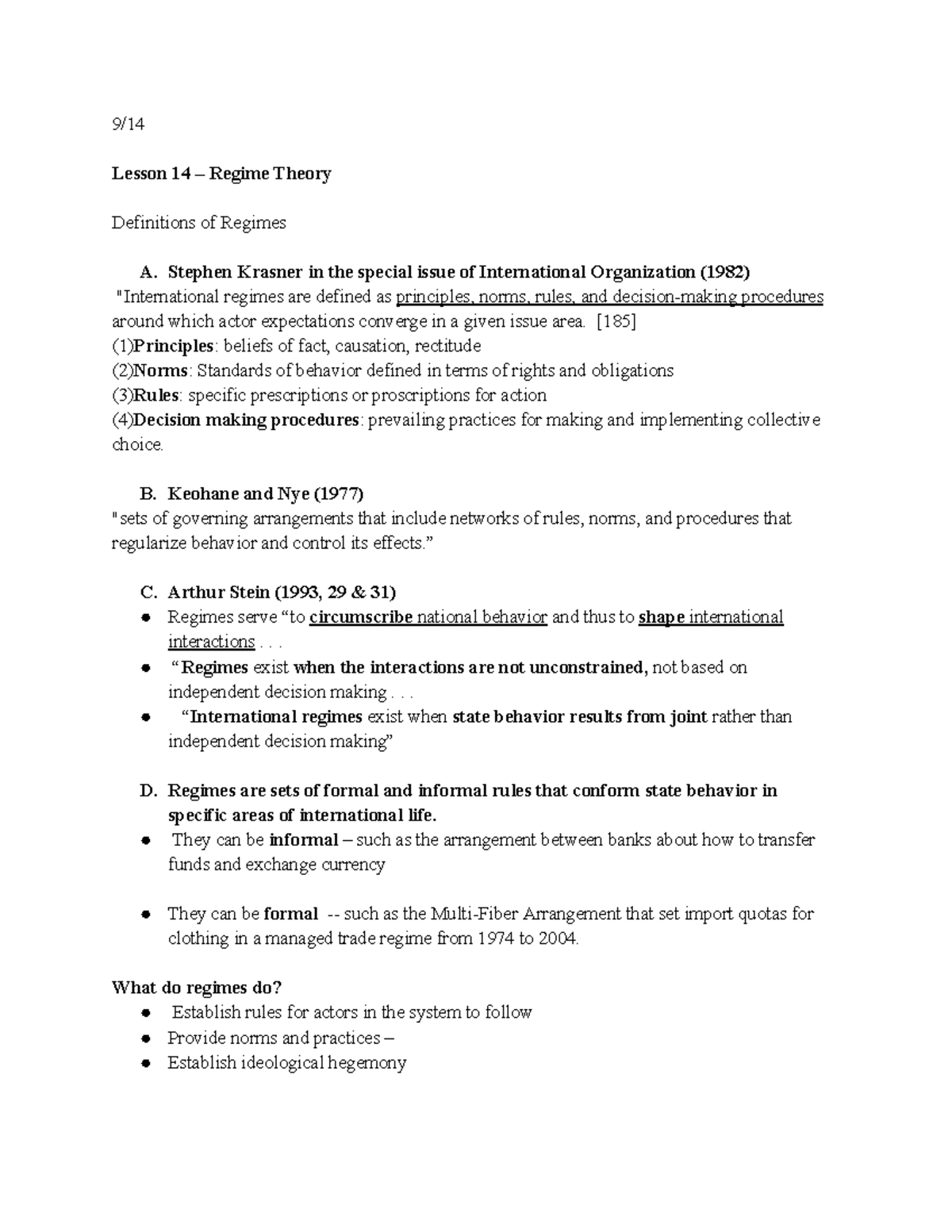 POSC 303 - week 7 pt 2 - 9/ Lesson 14 – Regime Theory Definitions of ...