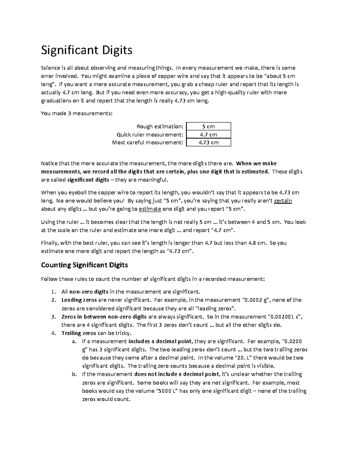 Significant Digits with Worksheets - Significant Digits Science is all ...
