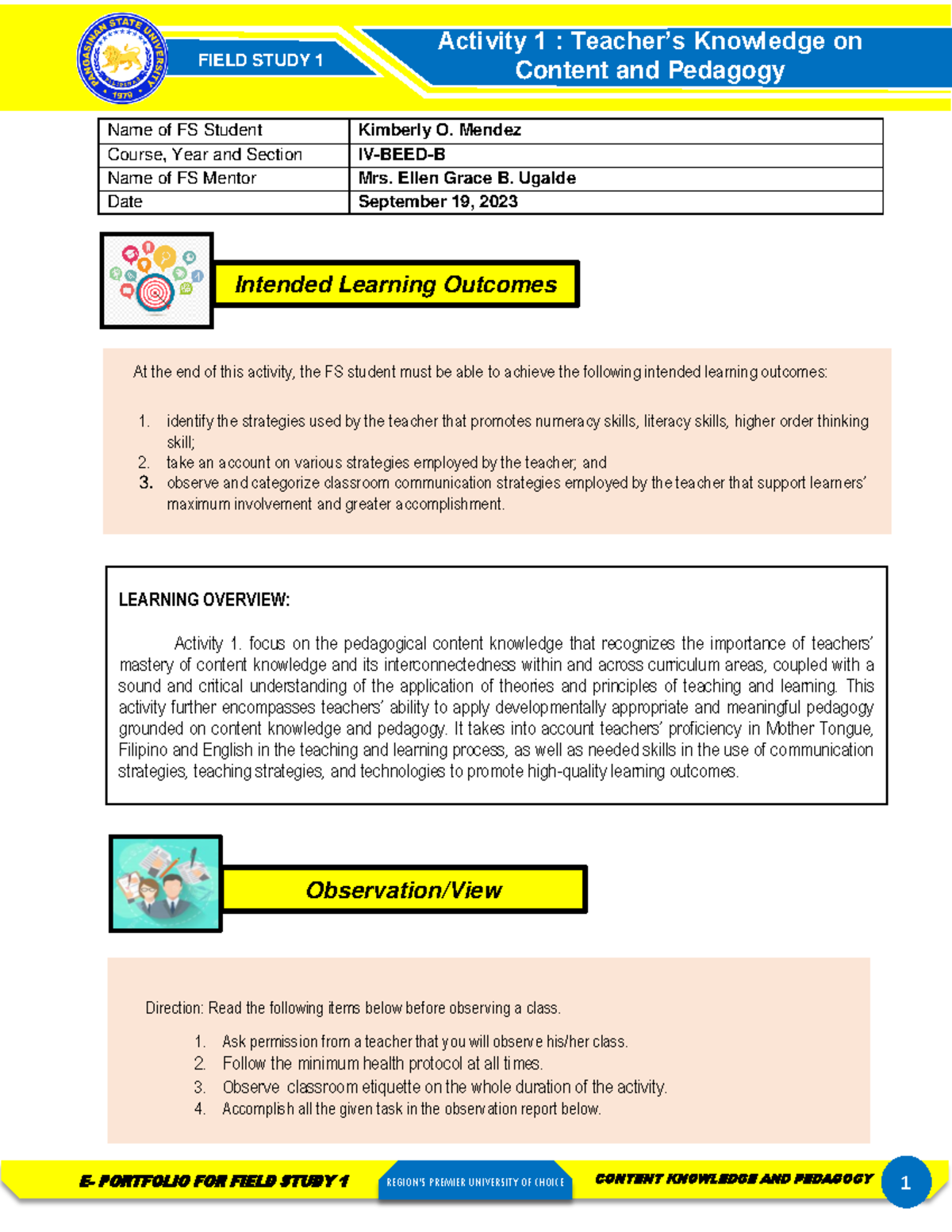 FS1-Activity-1 - FIELD STUDY 1 ACTIVITY 1 - FIELD STUDY 1 Content And ...