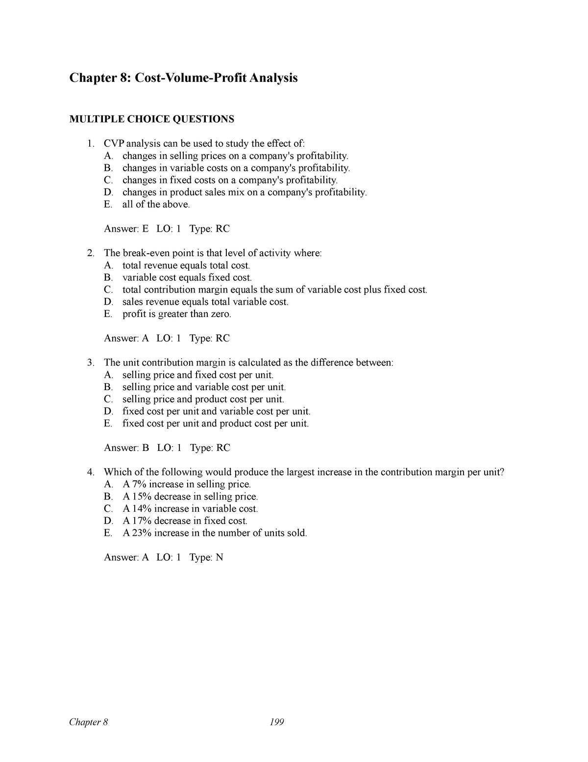 Chapter 08.Cost-Volume-Profit Analysis - Chapter 8: Cost-Volume-Profit ...