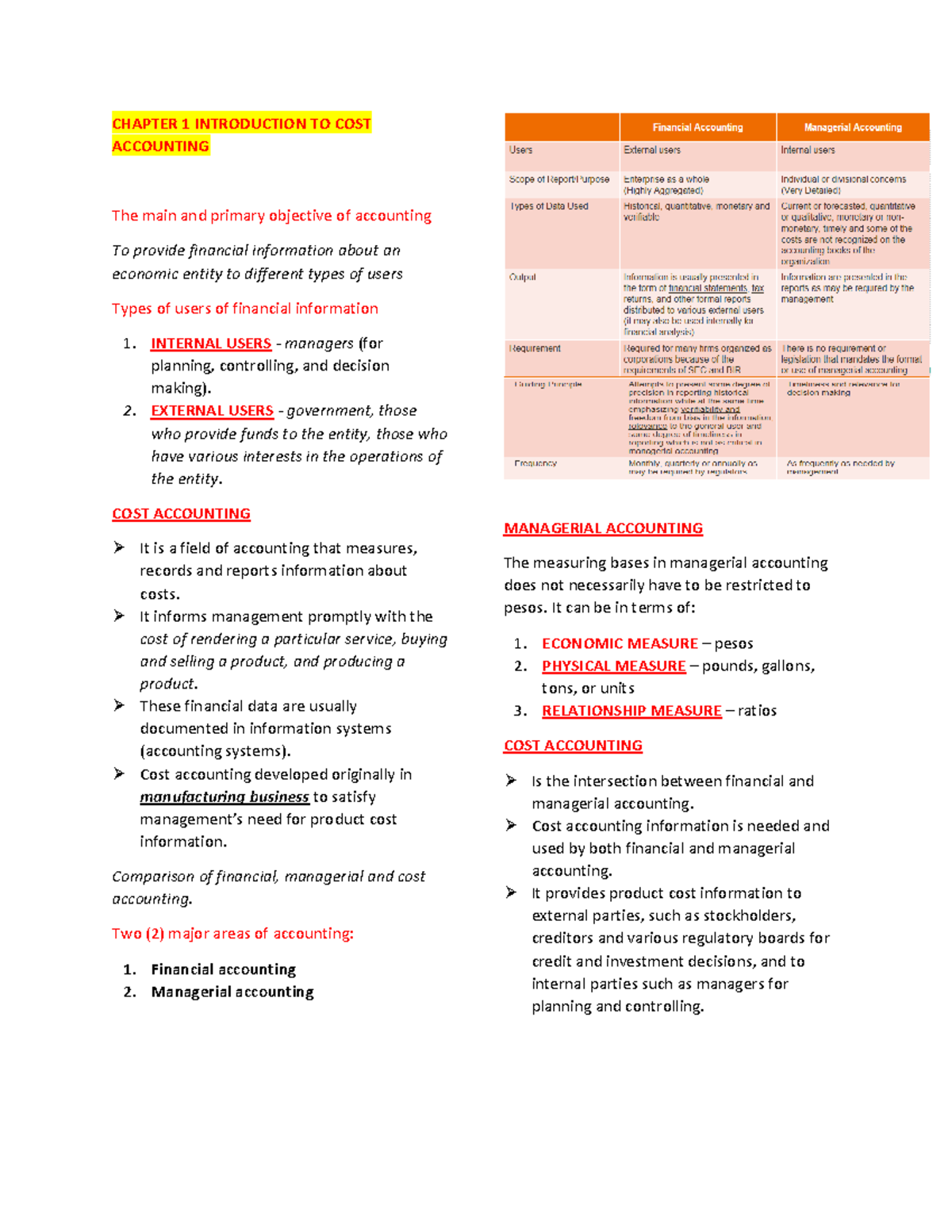 ( Costactg Notes) Chapter 1 AND 2 - CHAPTER 1 INTRODUCTION TO COST ...