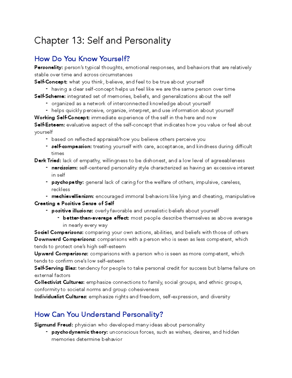 Chapter 13 Self And Personality Chapter 13 Self And Personality