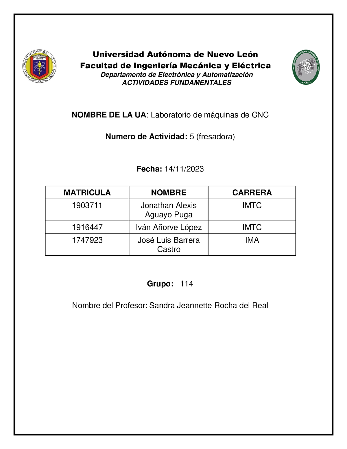 Practicas De Fresadora Otra Mitad De Curso - Universidad Autónoma De ...