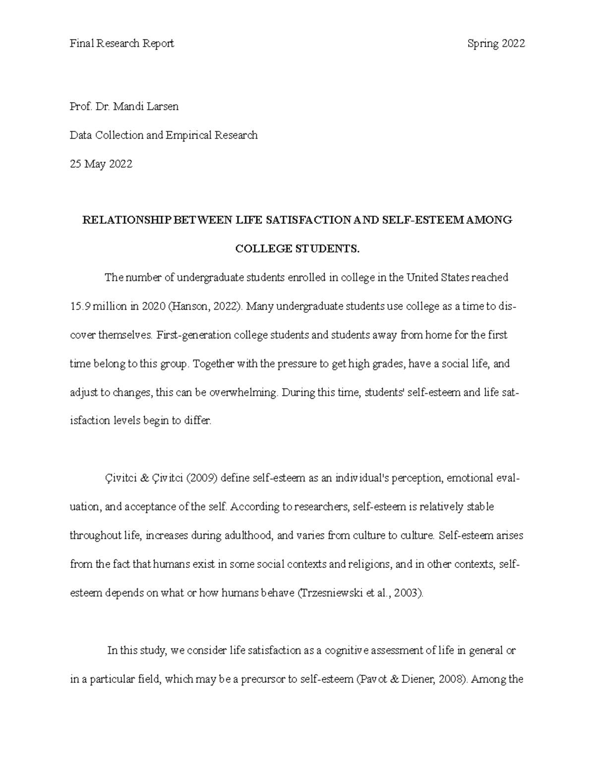 Data Collection. Final Report - Final Research Report Spring 2022 Prof ...