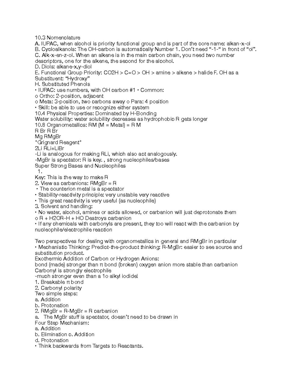 OC 2 2 - Notes - 10 Nomenclature A. IUPAC, when alcohol is priority ...