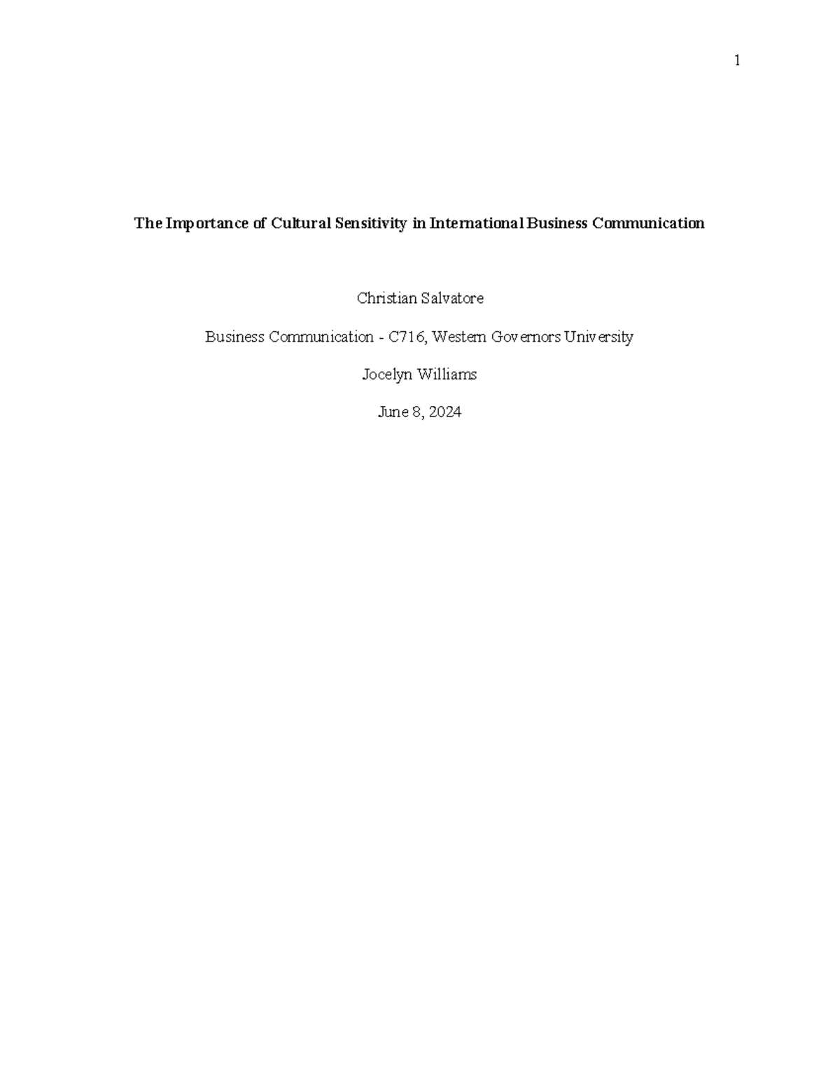 CS Cultural Sensitivity - It involves recognizing that each culture has ...
