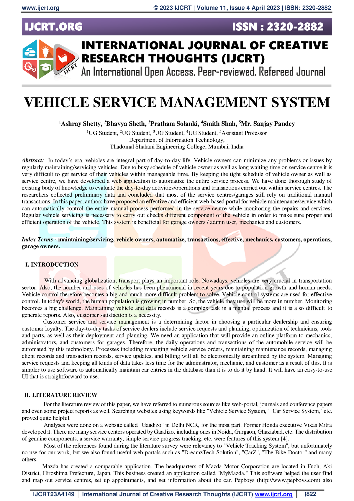 Vehicle Service Management System - Studocu