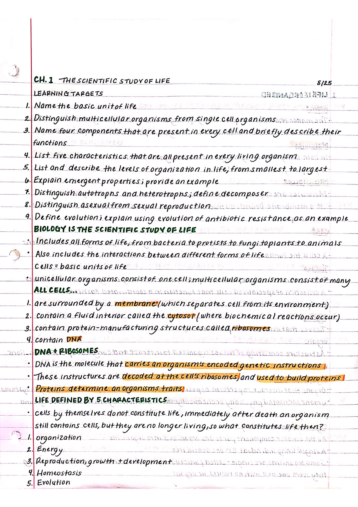 BIO 101 CH.1 Notes - BIO 101 - Studocu