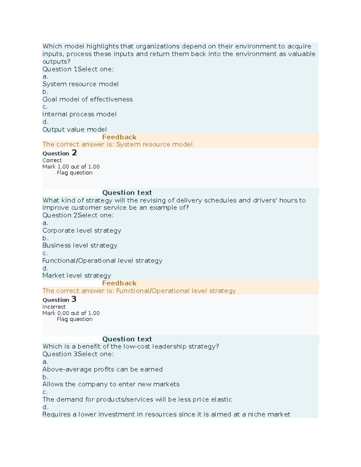 BUS 4403 Quiz Review - Which Model Highlights That Organizations Depend ...