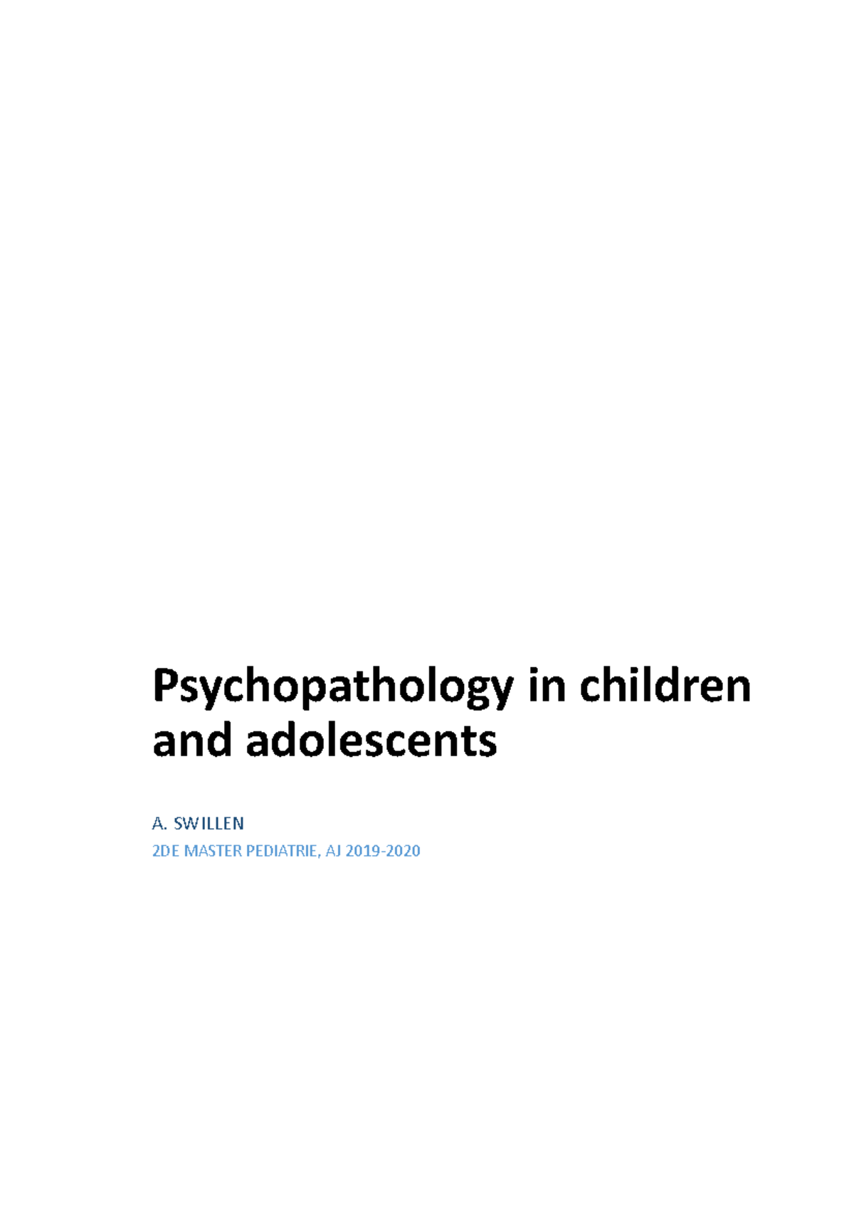 Psychopathologie volledig - Psychopathology in children and adolescents ...
