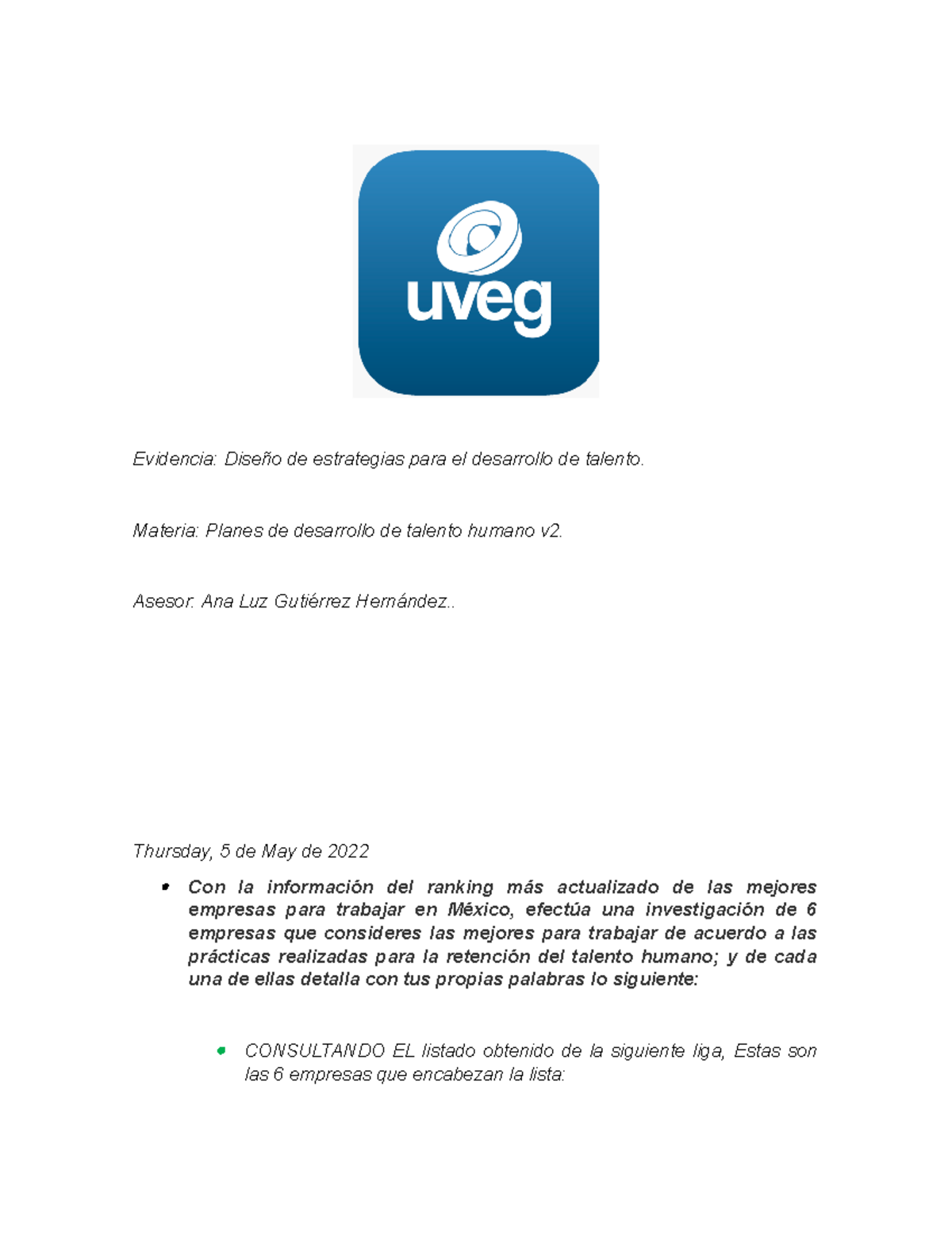 Informe Espero Te Ayude Suerte Informe Semanal N Nombre De La