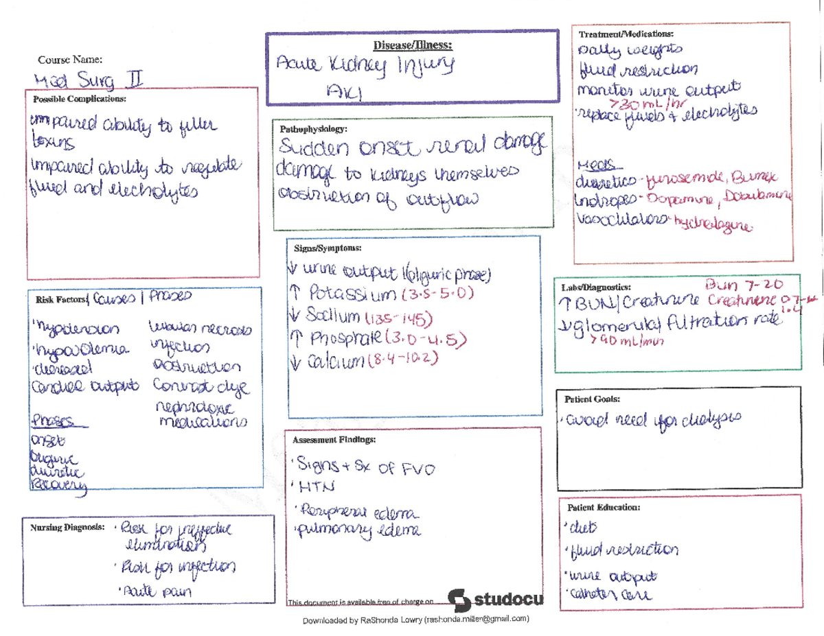 AKI concept map - NUR-212 - Studocu