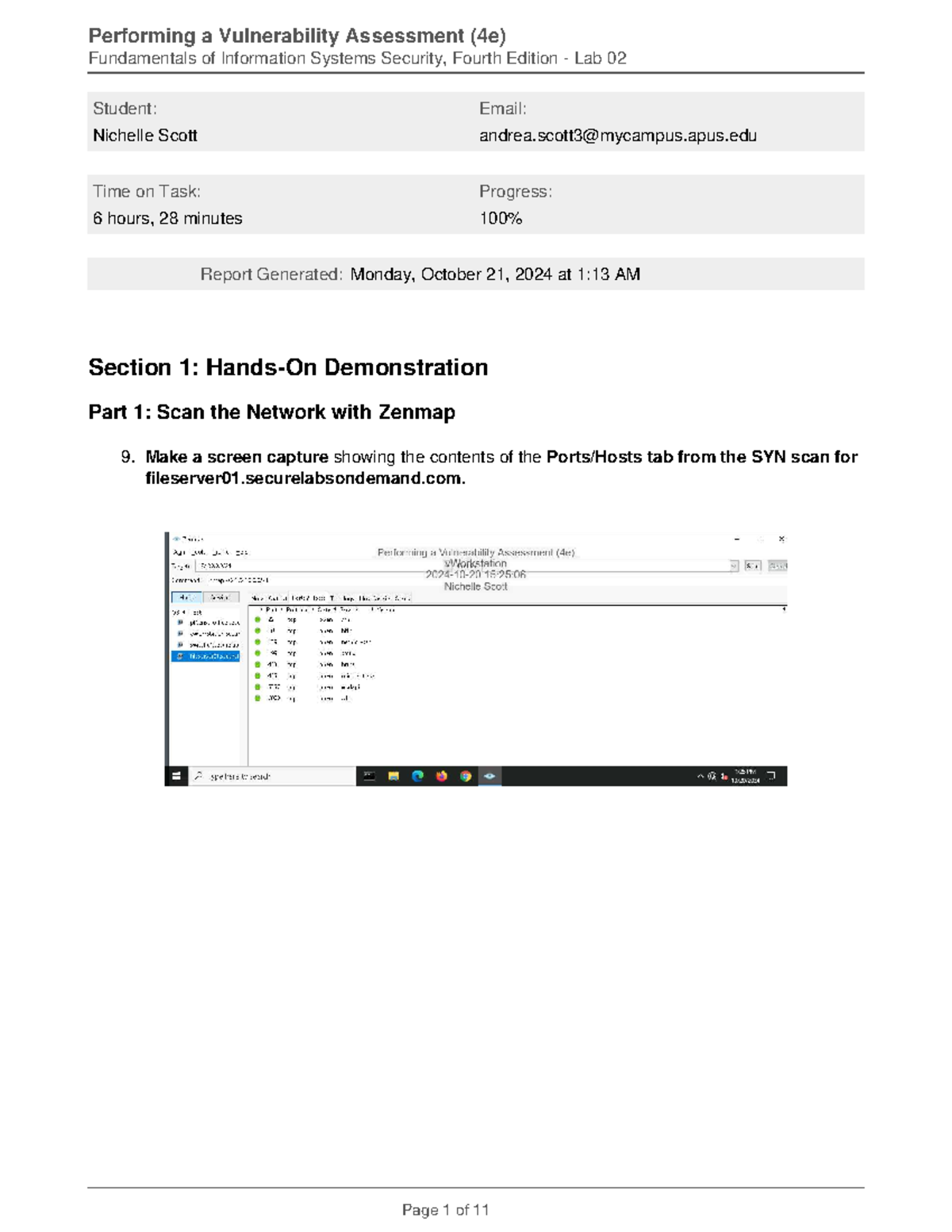 Performing a Vulnerability Assessment 4e - Fundamentals of Information ...