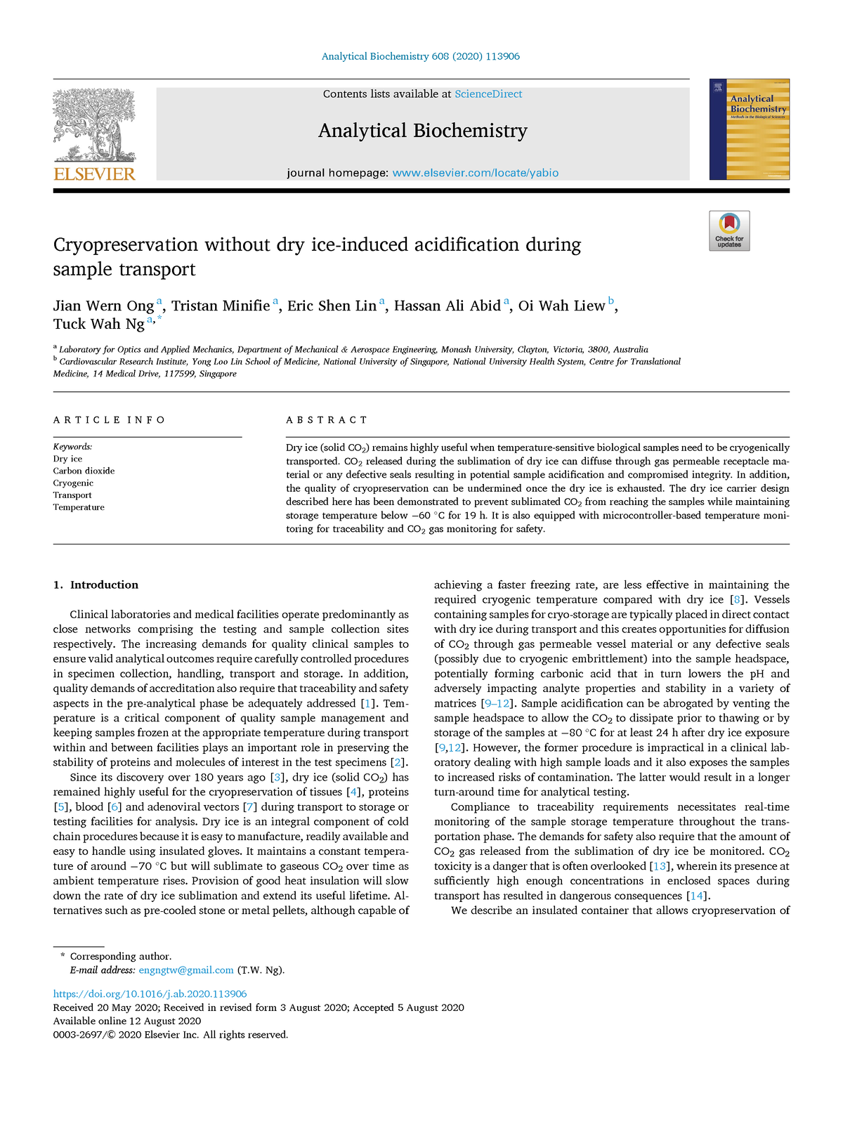 Cryopreservation without dry ice-induced acidification during sample ...