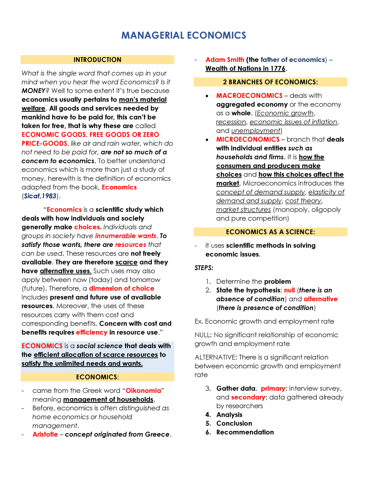 Managerial Economics Module Summary - MANAGERIAL ECONOMICS INTRODUCTION ...