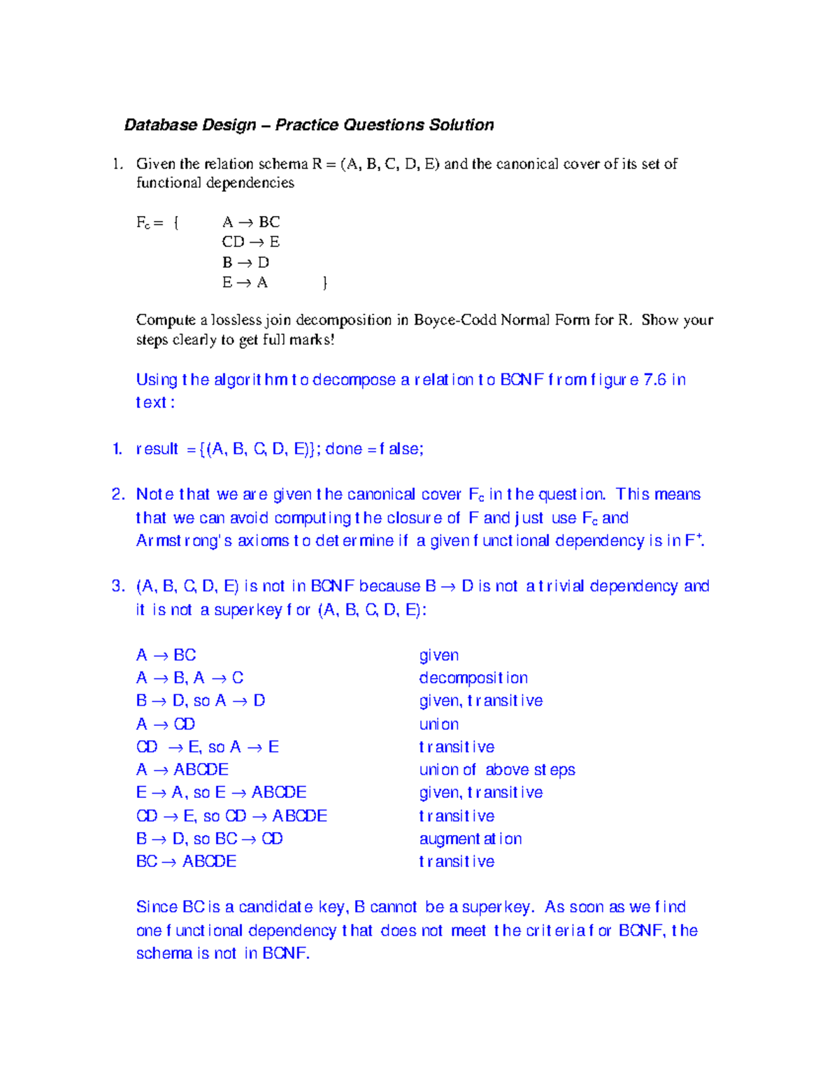 Chap7 practice key - Question with solution - Database Design ...