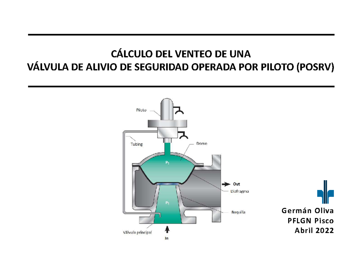 Cálculo DEL Venteo DE UNA Valvula DE Alivio DE Seguridad Operada POR ...
