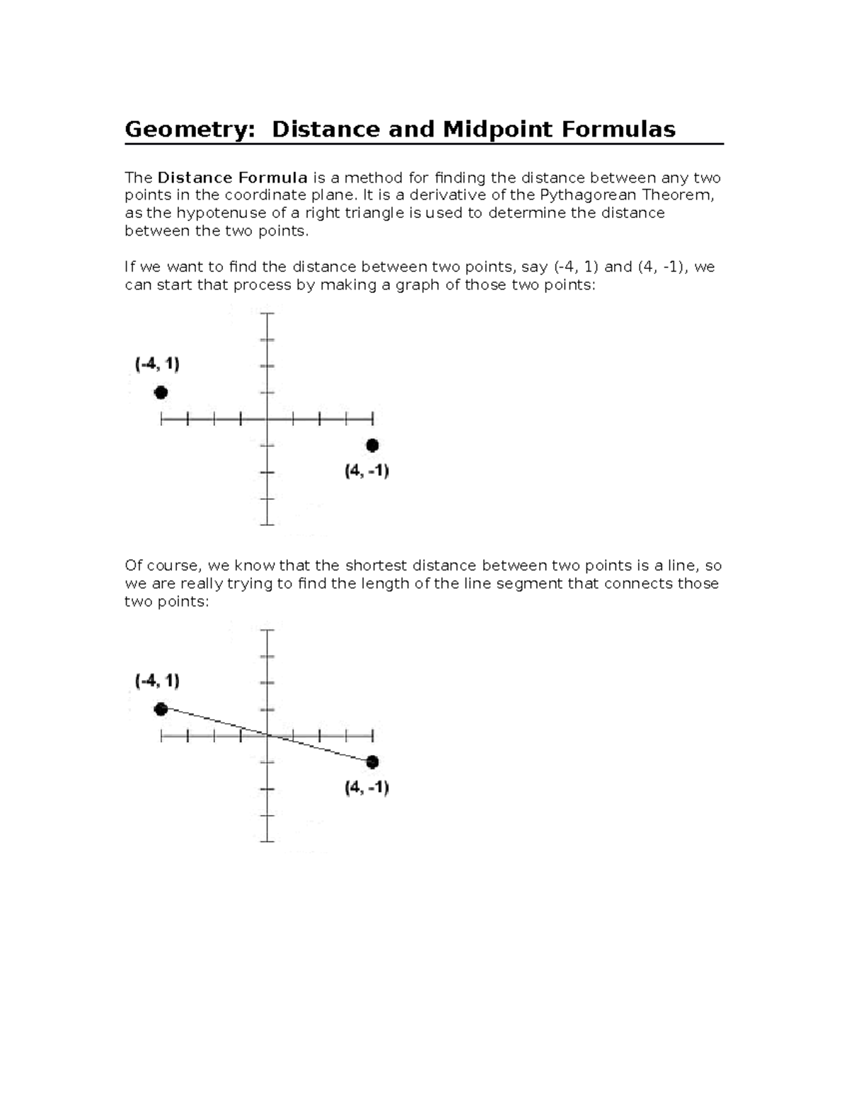 Dist Midpoint Exam 2 Materials For Professor Yates Geometry