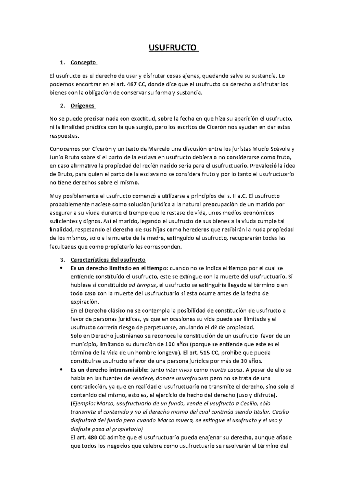 Usufructo - USUFRUCTO Concepto El usufructo es el derecho de usar y ...