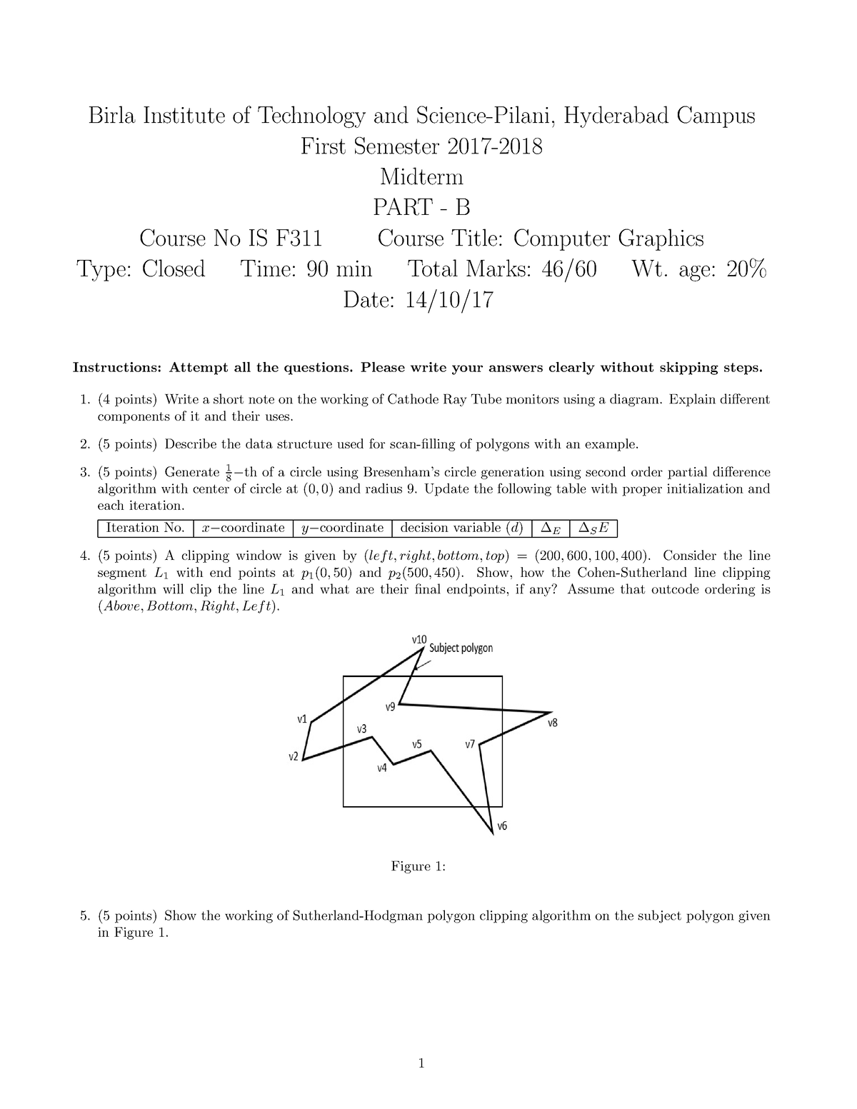 Part B-1-1 - Previous Year Paper - Birla Institute Of Technology And ...