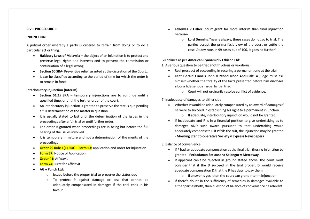 1-notes-injunction-civil-procedure-ii-injunction-a-judicial-order